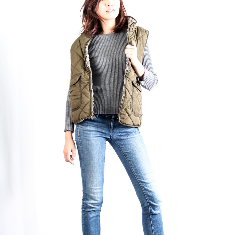 Last 2! NWT, Military Green Reversible Sherpa Vest